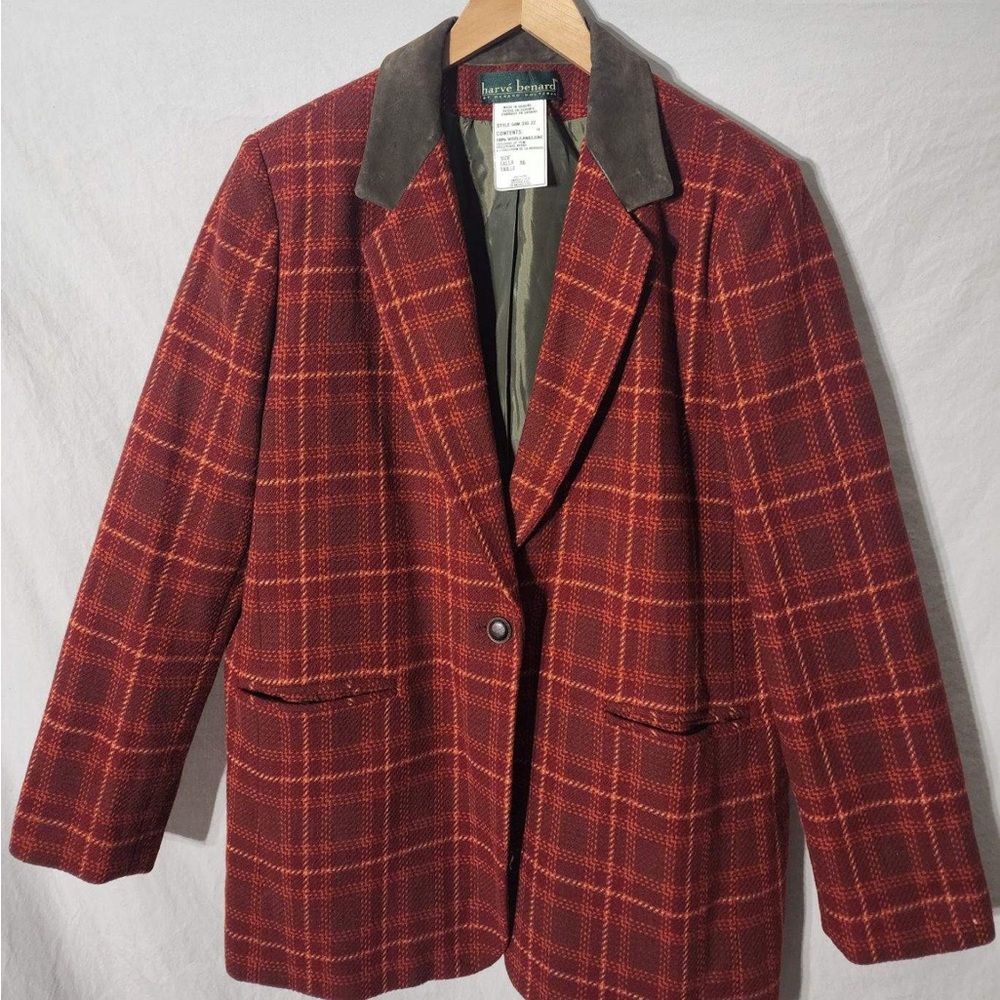 Harvé Benard Red Plaid Blazer